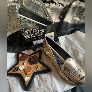 NWT Irregular Choice - C-3PO Gold Glitter Flats